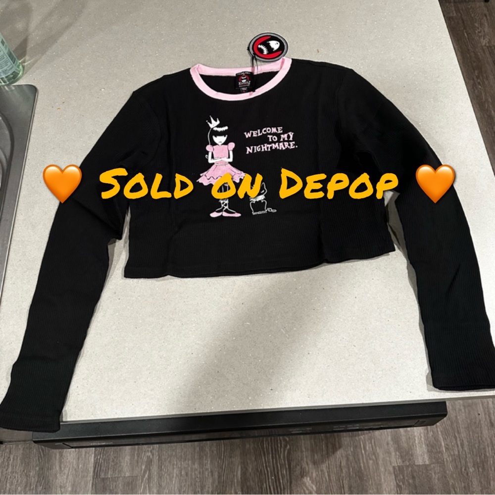 NWT Dolls Kill x Emily the Strange Waffle Knot Crop Top